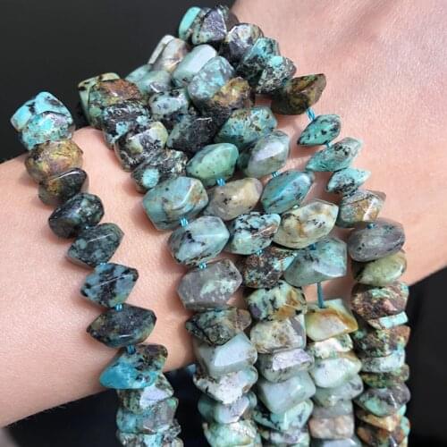 Natural Rhombus African Turquoises Stone Beads Irregular Loose Spacer Beads For Jewelry Making DIY Perles Bracelets 7.5'' Strand