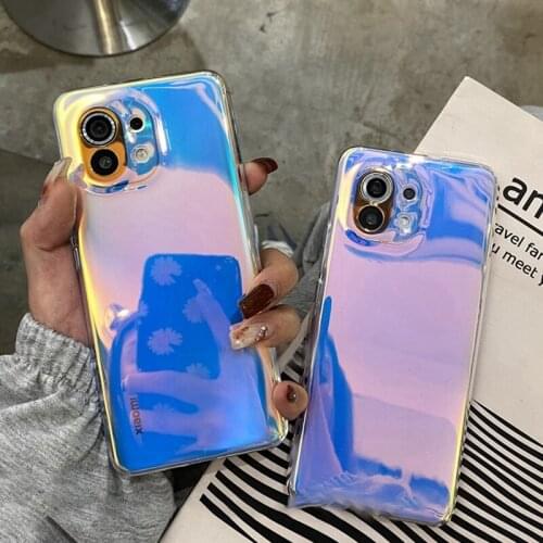 Laser Colorful Purple Phone Case For Xiaomi Mi 10T Pro Lite Mi 11 POCO M3 F3 K40 Redmi Note 10 Pro Note 9 Soft Clear Cover