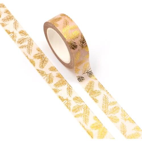 NEW 10pcs/Lot Decorative Pale Pink Gold Foil Pine Needles XMAS Washi Tapes Bullet Journal Scrapbook Masking Tape Cute Stationery