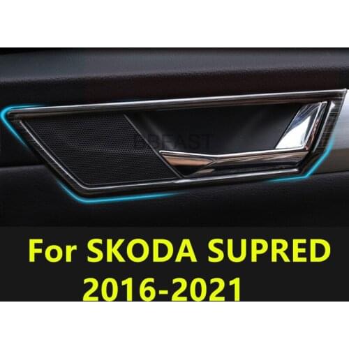 For skoda supreb 2016-2021 Car Styling Inner Door Handle Cover Door Bowl Frame Trim Sticker Protective sequins Accessories