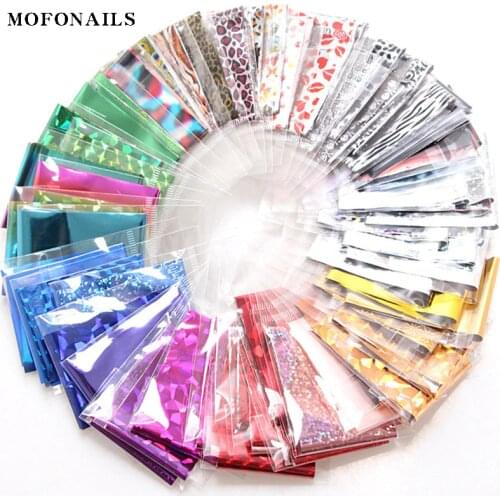 50pcs/Lo Holographic Transfer Foil Stickers 4*20cm Random Decals 30pc Flower Transferring Wraps Slider Nail Transfer Foil Decors