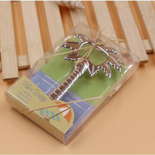 Hot sell 100pcs/lot Wedding Favors Coconut Palm Tree Breeze Gold Alloy Beer Bottle Opener for kitchen and bar tools