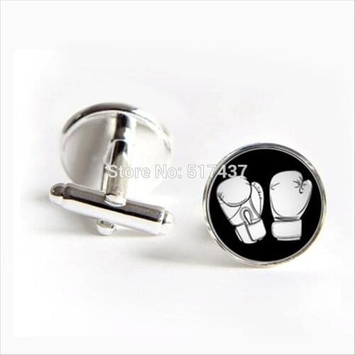 J-220 wholesale Boxing Glove Cufflinks Boxing Cuff Link Fashion Glass Cuff Shirt Cufflinks For Mens