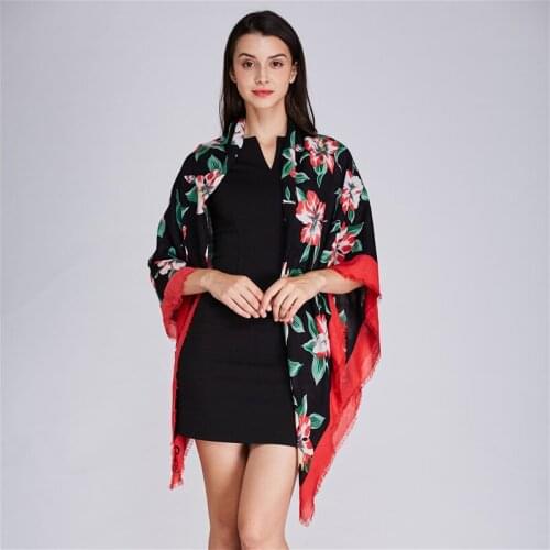 Jinjin.QC 2019 Fashion Cotton Floral Printed Square Scarf Echarpe Foulard Femme Winter Scarves and Wraps Drop Shipping