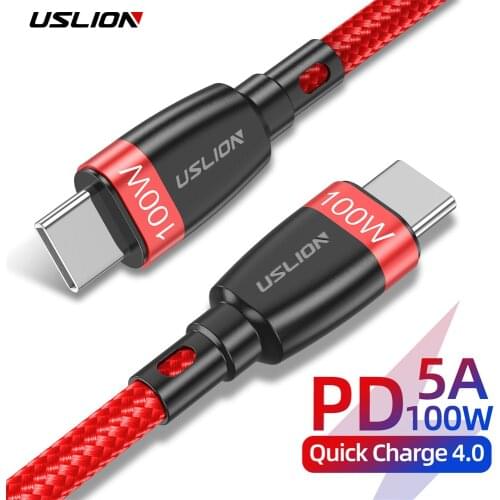 USLION Usb C Naar Usb Type C Kabel Voor Macbook Pro Quick Charge 4.0 Pd 100W Snel Opladen Voor samsung Xiaomi Mi 10 Lading Kabel
