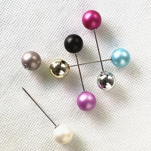 Classic Style Double Imitation Pearl Brooches Pin For Women Scarf Clip Lapel Pin Clothing Accessories DIY Frosted Ball Brooch