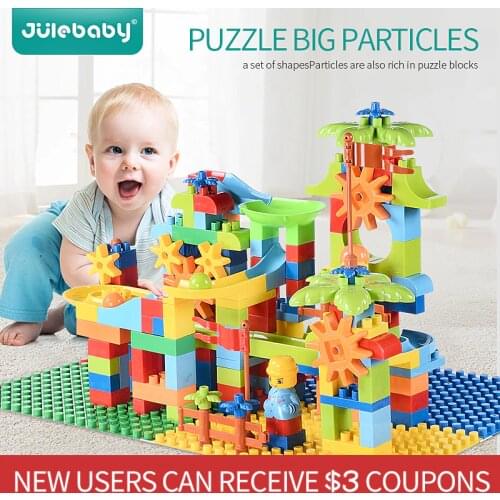 232 pcs Construction Marble Race Run Maze Balls Track design building blocks toys Compatible with Duplo Big Size brick