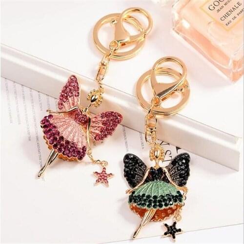 Creative Keychain Alloy Rhinestone Female Angel Keychain Handbag Pendant Car Keychain Woman Man Jewelry B085