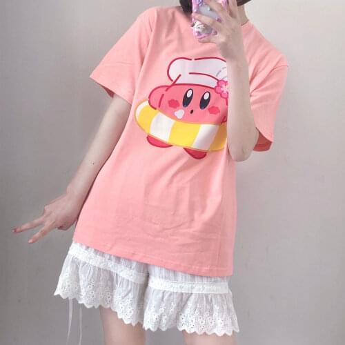 Cute Pink T-Shirt Punk Streetwear Ladies Gothic Tops Kawaii Harajuku Clothes Y2k Aesthetic Graphic Tee Woman High Street Tshirts