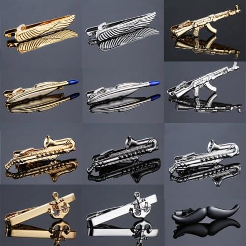 Men novel Tie Clip Necktie Feather Archor Mustache Tie Clip High-quality Bar Clasp cufflinks for mens gemelos para hombre camisa