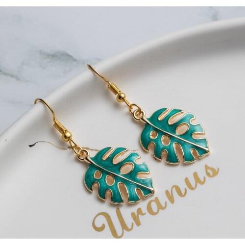 New Fresh and Simple Summer Leaves Earrings Fashion Girl Cartoon Series Earrings Charm Girl Birthday Party Jewelry Gifts