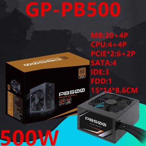 New PSU For Gigabyte Brand Intel ATX RTX2060 80plus Bronze Energy-saving Silent Power Supply 500W Power Supply GP-PB500