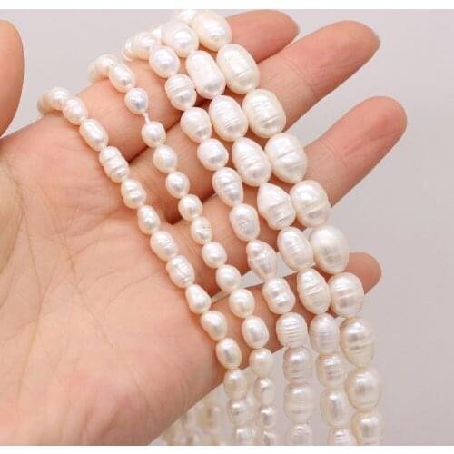 Wholesale A White 100% Natural Rice Shape Freshwater Pearl Beads For Jewelry Making DIY Charm Bracelet Necklace Accessories 36cm