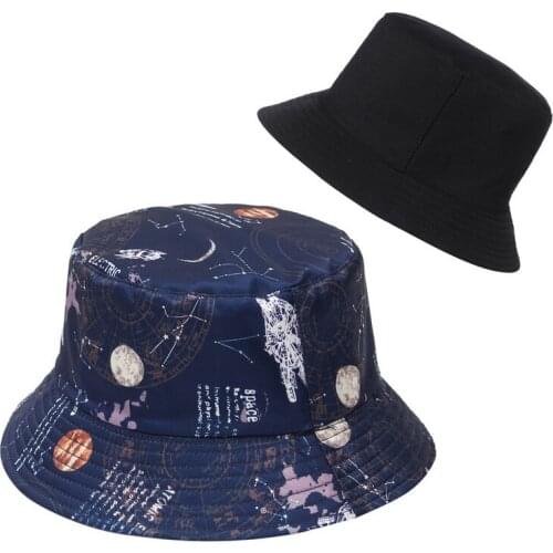 New Cotton Women Bucket Hat Printed Space Spring Outdoor Panama Hat Summer Sun Hat Sports Female Cap