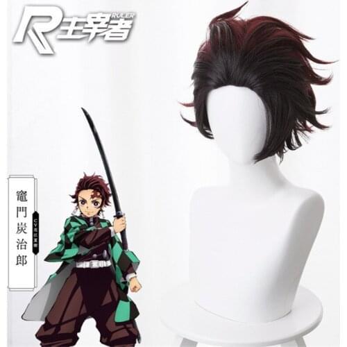 Demon Slayer: Kimetsu no Yaiba Cosplay Wigs Kamado Tanjirou Role Playing Kamado Nezuko Agatsuma Zenitsu Halloween 1:1 Anime Wigs