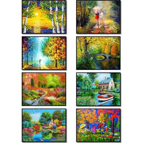 Full Square / Round Diamond Painting Crystal Mosaic Autumn Park DIY Diamond Embroidery Beaded Cross Stitch Pixel Hobby & Crafts