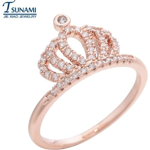 Popular crown rose gold zircon ring, suitable for female friends PROM party jewellery RG-003