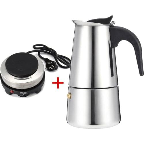 200/450ml Portable Stainless steel moka pot Espresso coffee pot with small Electric stove Filter Percolator Coffee Kettle Pot