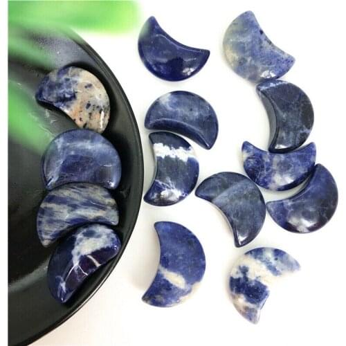 Drop Shipping 1pc Natural Blue Sodalite Moon Shaped Crystal Gemstone Healing Chakra Polished Natural Stones and Crystals