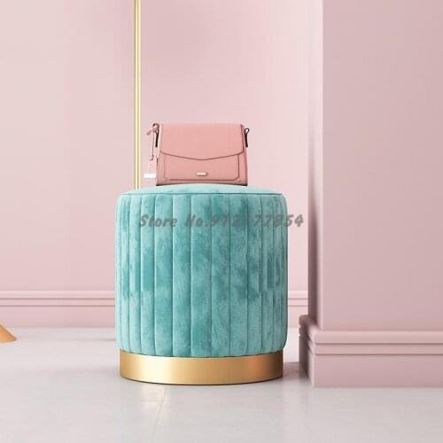 Light Luxury Small Round Stool Soft Sitting Creative Net Red Bedroom Makeup Stool Living Room Coffee Table Sofa Stool Foot Stool