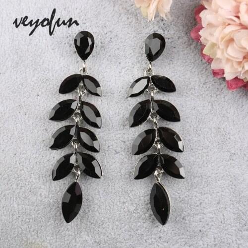 Veyofun Trendy Long Crystal Drop Earrings Party Dress Dangle Earrings For Woman Fashion Jewelry New