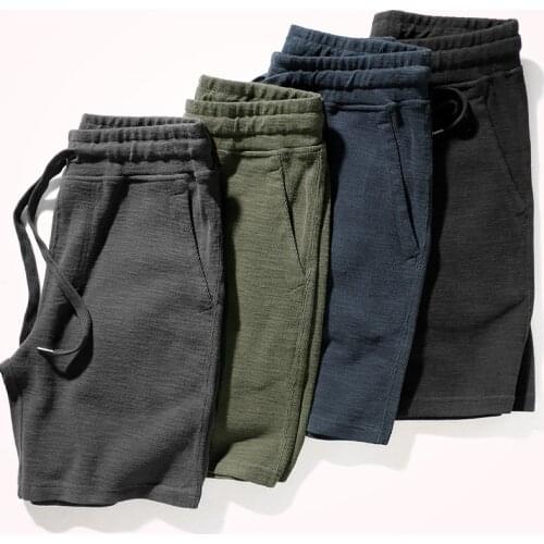 2021 Summer New Knitted Printed Shorts Mens Fashion Sports Casual Pants Loose Washed Drawstring Heavyweight 5-point Sweatpants