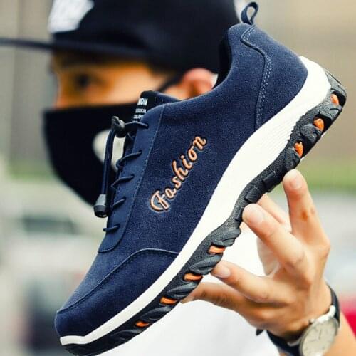 Outdoor waterproof shoes deodorant breathable mens shoes tide shoes non-slip male students tie casual stripes men shoes T1-56