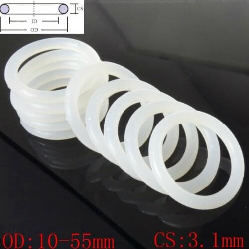 White Food Grade Silicon Rubber O-Ring Seals Washer Cross Section 3.1mm OD 10-100mm