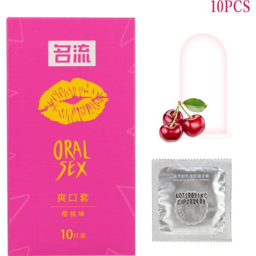 VATINE 10pcs/box Oral Sex Condom Cherry Flavor Natural Latex Condoms For Blowjob Penis Sleeve Safe Contraception