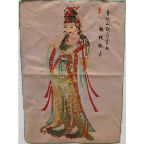 Golden silk embroidery thangka Tibet and Nepal The goddess guanyin bodhisattva