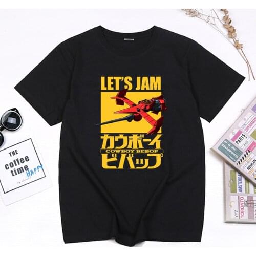Lets Jam Printed Cool Cowboy Bebop Tshirt for Women Short Sleeve Casual Anime Unisex Tops Manga Spike Spiegel Graphic Camisetas