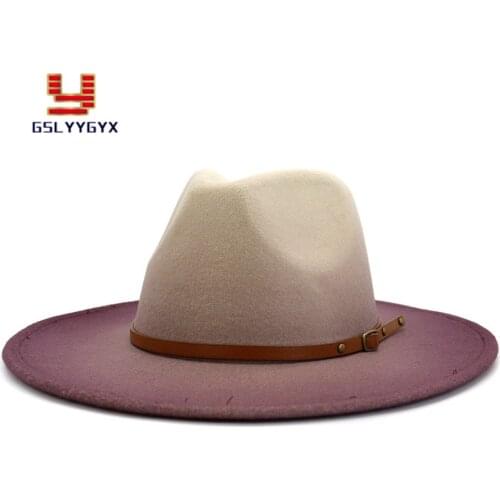 2021 European American New Fashion Spray-painted Jazz Panama Woolen Felt Fedora Hat Women Men Church Party Hat
