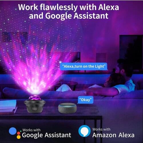 Remote Control Starry Night Lamp LED Star Projector With Alexa Amazon Night Light Ocean Wave Projector With Music