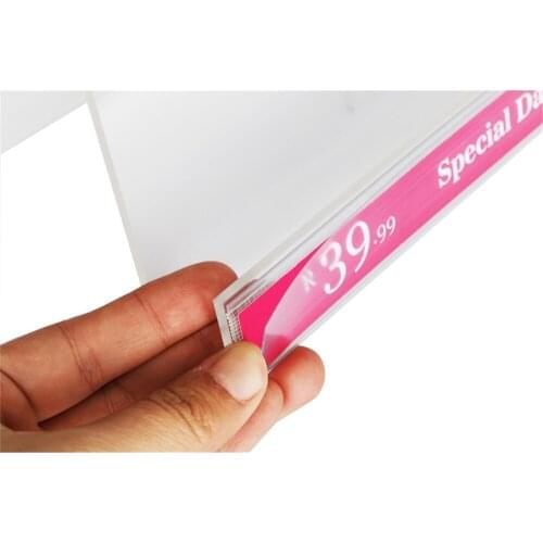 2.2*20cm Data Strip Label Holder Shelf Edge Scanner Rail Tag Card Sign Frame Promotion Price Talker Self-adhesive Memo Sign Clip