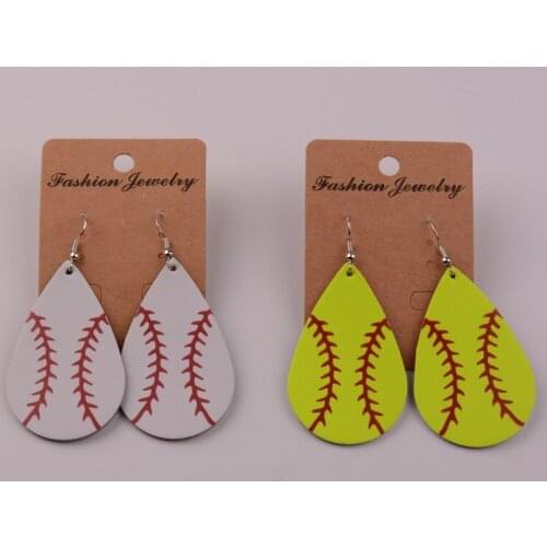 2018 Baseball PU Leather Earrings Women Sports Neon Softball Earrings Teardrop Earrings Fashion Jewelry Accessories