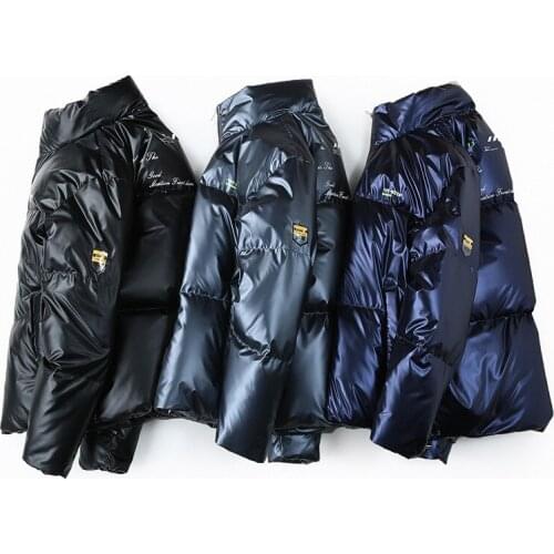 2021 New Stand Collar Glossy Down Jacket Mens Plus Size Thick White Duck Down Winter Warm Coat 7XL 8XL Men Clothing