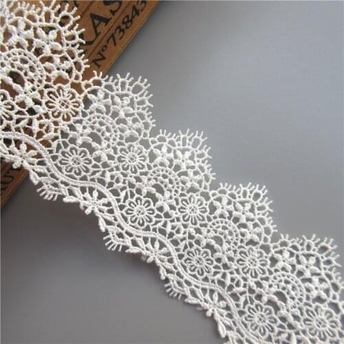 3 Yard White Embroidered Lace Edge Trim Ribbon Applique DIY Sewing Craft Crochet Fabric Edging Trimmings Vintage Wedding Dress