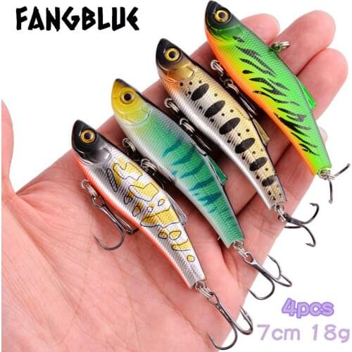 4PCS Fishing Lures Jigging VIB 18g 70mm With Metal Inside Hard Bait Diving Swivel Jig Wobblers Winter Sea Fishing Accessories