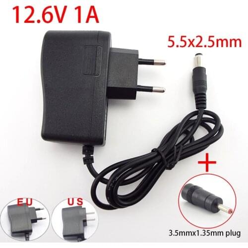 100-240V AC DC 12.6V 1A 1000MA Adapter Power Supply 5.5x2.5mm 3.5MM 12.6 V Volt AC Charger Adaptor Plug For 18650 Li-ion Battery