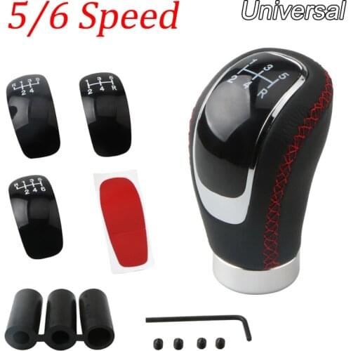 Car 5/6 Speed Gear Stick Shift Knob Genuine PU Leather Gearshift Replacement Manual Gear Stick Shift Knob Set 95x50 mm Universal