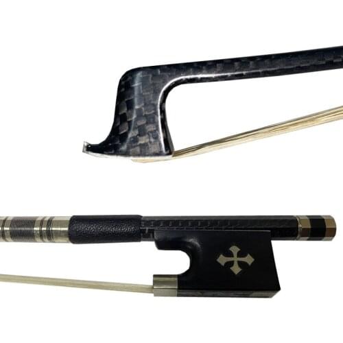 Free shipping 5pc of black plaid Carbon fiber violin bow weave carbon fiber cross ebony frog abalone inlay 4/4