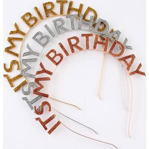 Letters Birthday Headband Fashion Birthday Crown Headbands Girls Hairband Women Hair Jewelry Party Hairband Tiaras Accessories