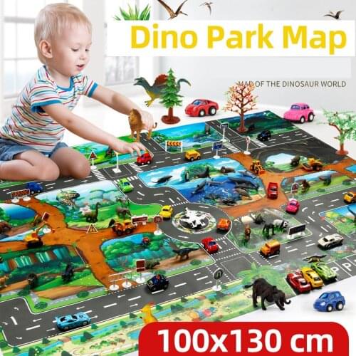 Childrens Zoo Dinosaur Traffic Car Map Boys Girls Educational Toys Baby Mats Cartoon Game Carpet Kids Toys Baby Play Mats