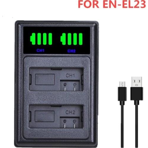 EN-EL23 EL23 Battery LCD USB Dual Charger with Type C port For Nikon COOLPIX P900, P610, P600, B700, S810c Camera MH-67P