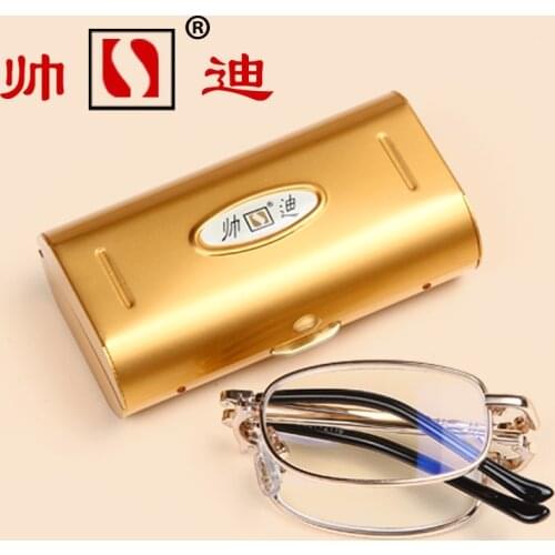 GOLD PLATED FRAME Quality reading glasses fashion resin ultra-light portable reading glasses folding +1 +1.5 +2 +2.5 +3 +3.5 +4