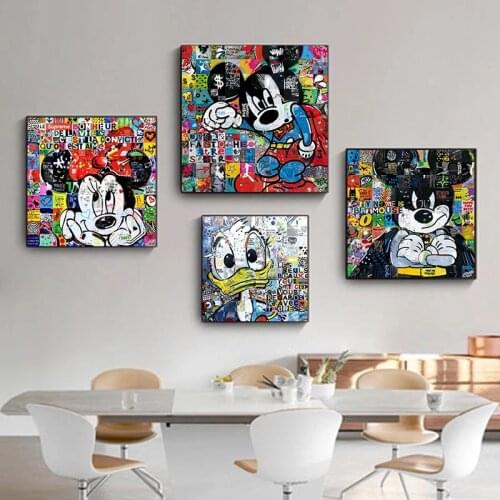 Disney Cartoon Mickey Mouse and Donald Duck Canvas Painting Posters Prints Wall Graffiti Art Picture for Kids Room Decor Cuadros