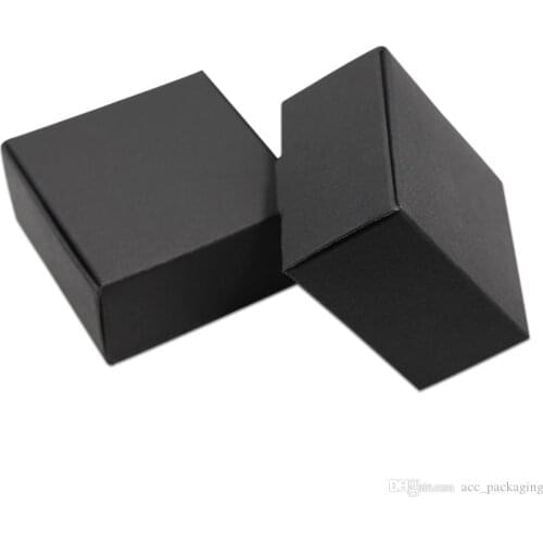 5.8x5.8x3.2cm Black Paper Board Handmade Soap Packing Boxes for Jewelry Accessory Kraft Paper Birthday Gifts Storage Packaging B