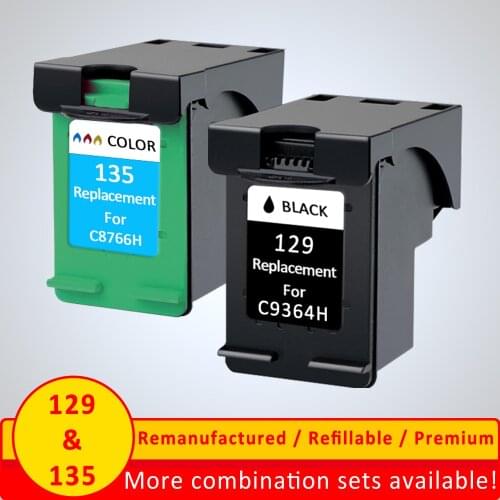 Xiangyu 2 Pieces 129 135 Ink Cartridges for HP129 for HP135 work with Officejet 6300 6301 6304 6305 6307 6308 6310 6313 6315 631