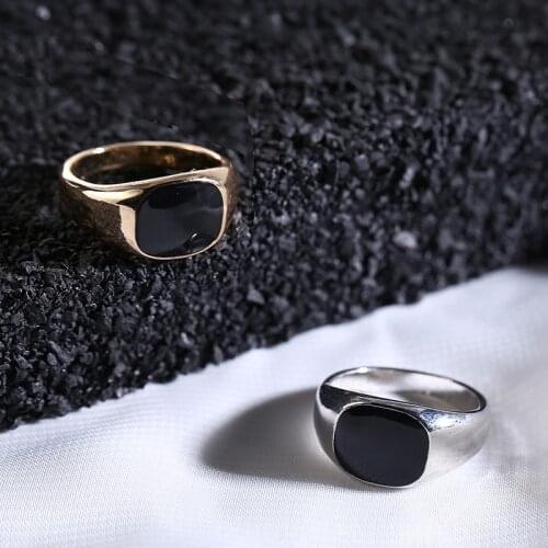 Hot Sale Vintage Stainless Steel Signet Ring Fashion Unisex Polished Signet Seal Biker Finger Ring For Women Men Punk Jewelry