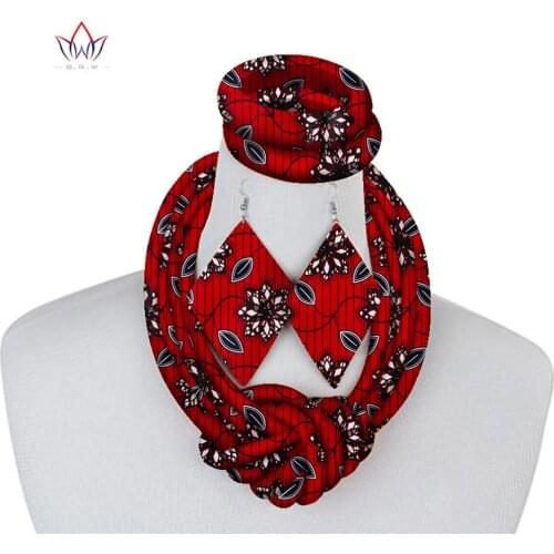 3 Pieces African Necklace Print Wax Ankara Fabric Set Side Knot Necklace,Bracelet and Earrings SP083